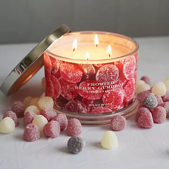 HOMEWORX Slatkin Frosted Berry Gumdrop Candle HOLIDAY STRAWBERRY RASPBERRY SUGAR - Picture 4 of 5